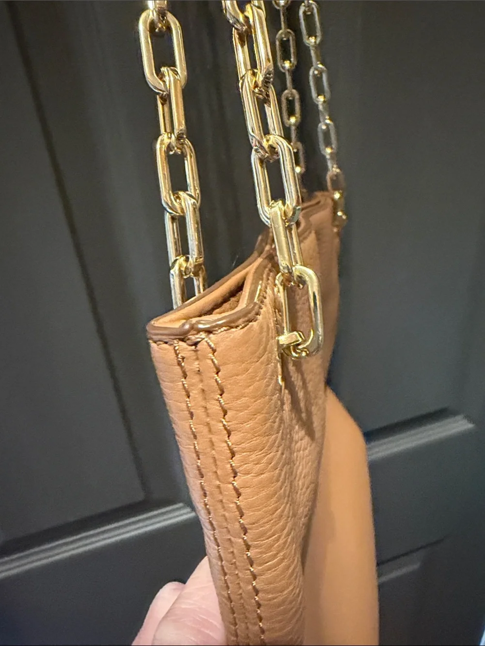 Tory Burch Tan Pebbled Leather Chain Shoulder Bag